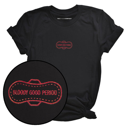 Glitter Bloody Good Period Logo Embroidered T-Shirt