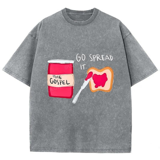 Go Spread It Unisex Washed T-Shirt, Christian Jesus  t shirts, Vintage 90s Graphic Tee Gift Cotton Top Womenswear, Mineral color