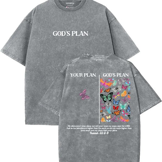 God's Plan Unisex Washed T-Shirt, Christian t shirts, Vintage 90s Graphic Tee, Gift Top Womenswear Cottonstyle{n002}2