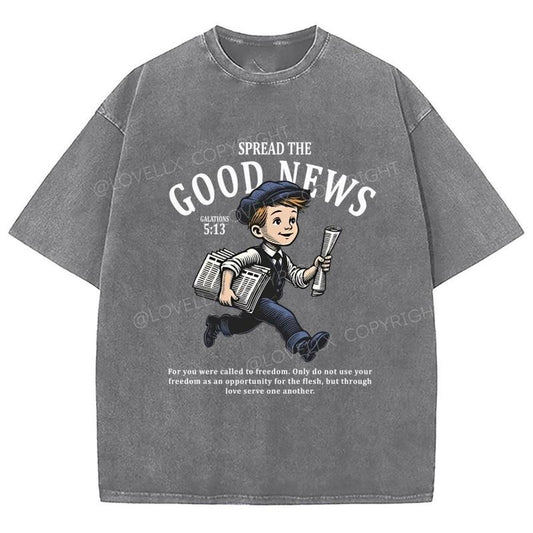 Good News Washed T-Shirt, Christian Jesus  t shirts, Vintage 90s Graphic Tee Gift Cotton Top Womenswear Bottom