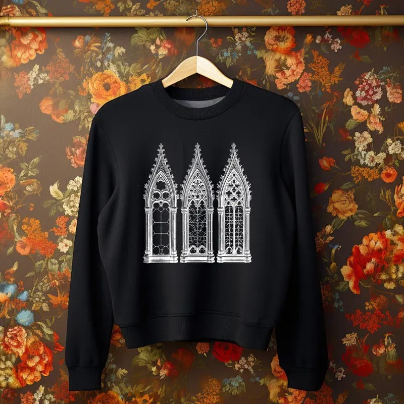 Gothic Doors - DTF Print Unisex Sweatshirt, Funny Tee, Funny Apparel, Gift Idea, Relaxed Fit, Casual Apparel, Cute Top, Great with Jeans, All Seasons, Fun Style, Comfortable Shirt