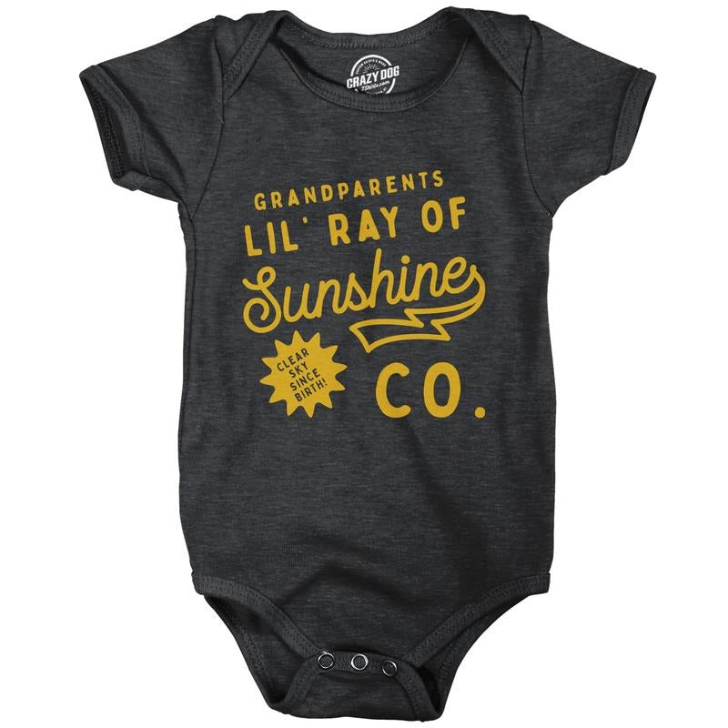 Grandparents Lil Ray Of Sunshine Baby Bodysuit Funny Cute Jumper For Infants Funny Baby Onesies Funny Sarcastic Onesie Novelty Onesie Black -