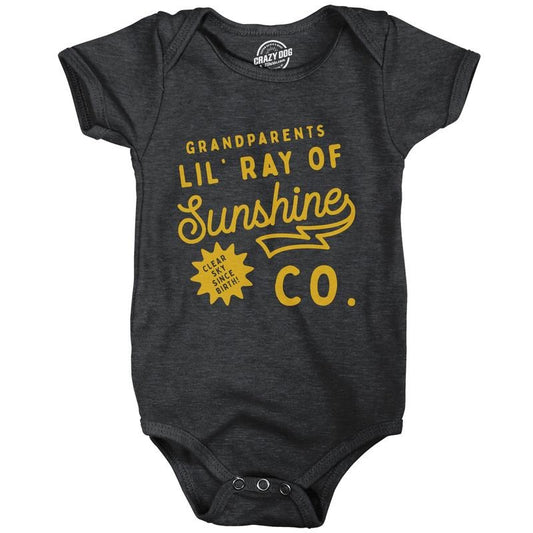Grandparents Lil Ray Of Sunshine Baby Bodysuit Funny Cute Jumper For Infants Funny Baby Onesies Funny Sarcastic Onesie Novelty Onesie Black -
