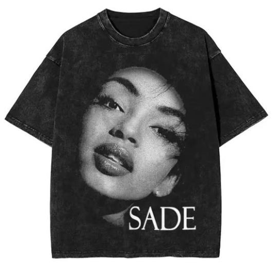 Graphic Printed S-Sade Singer Portrait Vintage Art Washed Shirts Apparel Harajuku T-Shirt Men Women Tees
