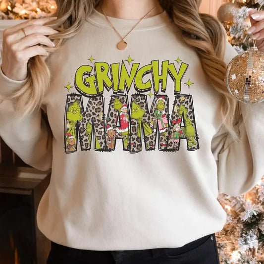 Greenchy Mama Leopard Christmas Sweatshirt, Christmas Mama Shirt Full Sizes, Full Colors