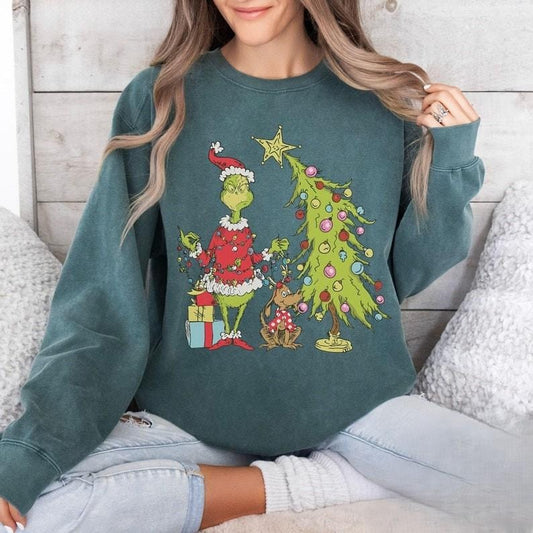 Griinch Christmas Tree Shirt, Whimsical Grninch Max Tree Sweatshirt, Festive Sweater, Unisex Retro Xmas Tee, Funny Griinch Gift