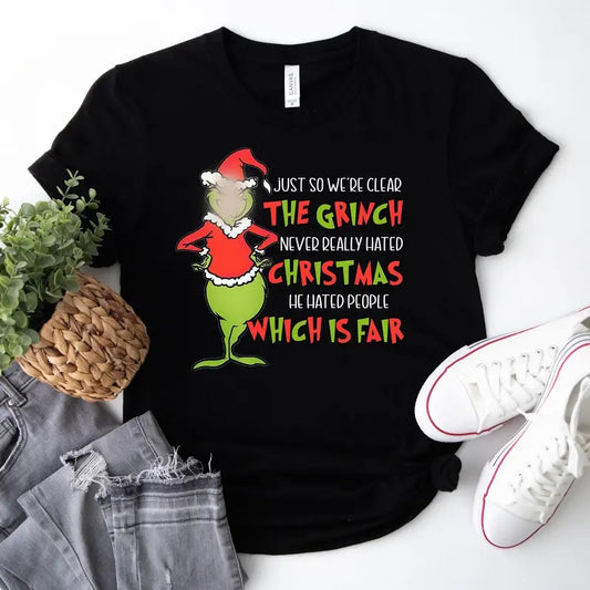 Grin Christmas Shirt, He Hated People Shirt, Grinmas Shirt, Funny Grin Tshirt, Christmas Santa Shirt, Ew People Shirt