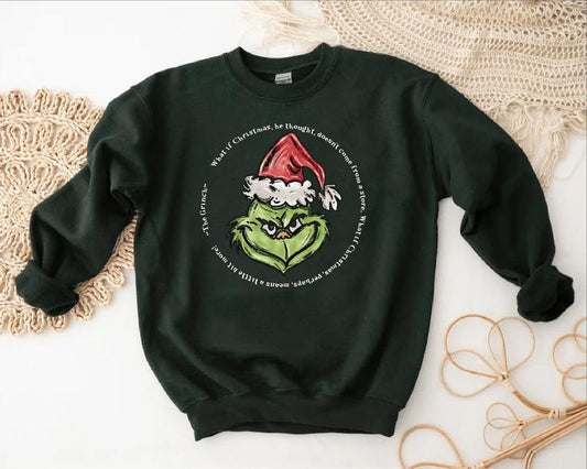 Grinch Christmas Sweatshirt, Grinch Sweatshirt, Christmas Sweatshirt, Grinch Sweatshirt, Christmas Vibe Hoodie, Funny Grinch Shirt Cotton Menswear Cotton Menswear