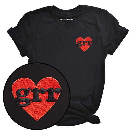 Grr Heart Embroidered T-Shirt