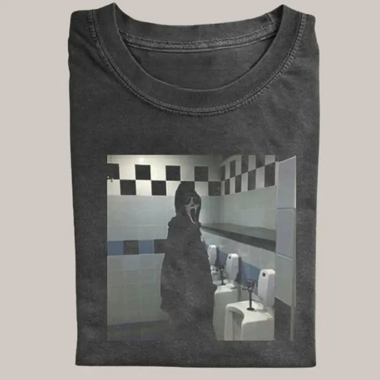 Halloween Vintage Tees, Ghost Face Toilet T-shirt, Horror Movie Shirt, Unisex Funny Halloween Shirt Menswear Womenswear Streetwear