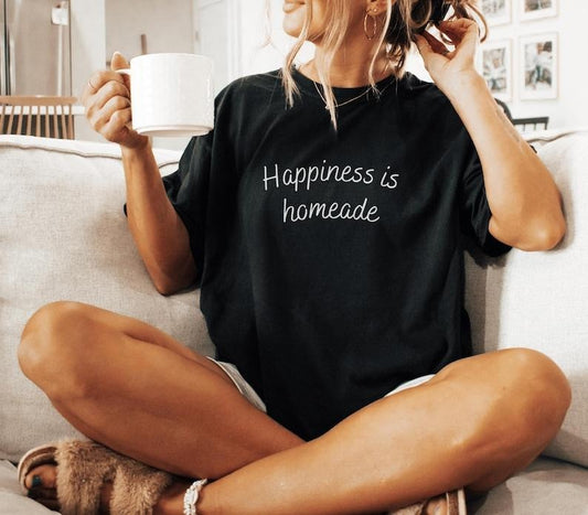 Happiness is Homemade T-Shirt  Unisex Garment-Dyed Tee, Casual Tops for Home Cooks, Gifts for Chefs, Graphic tee, Fashion Cotton, For Men, For Women