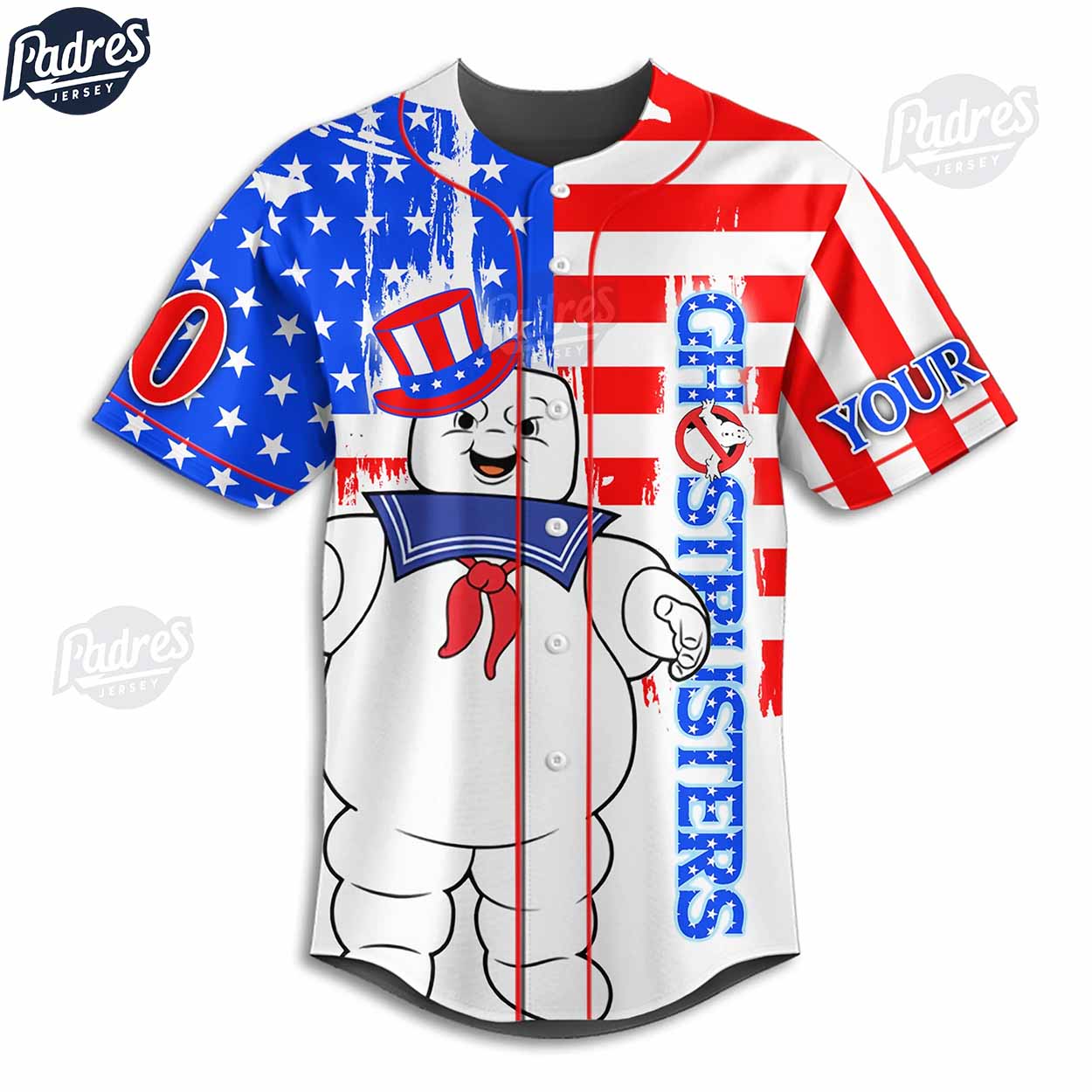 Happy 4th Of July American Flag Ghostbusters Custom Baseball Jersey - Padres Jersey Oasis: Elevate Your Baseball Style Game