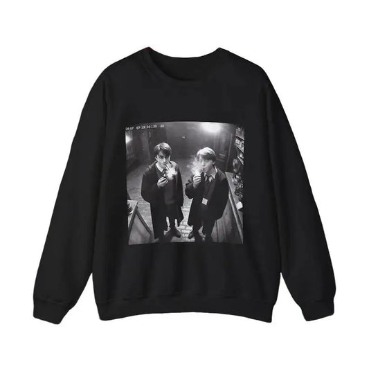 Harry and Ron Smoking Shirt Potter Wizarding Fan Potterhead Sweatshirt, Christmas Birthday Gift Potter Book Funny 90s Vintage Meme Shirt