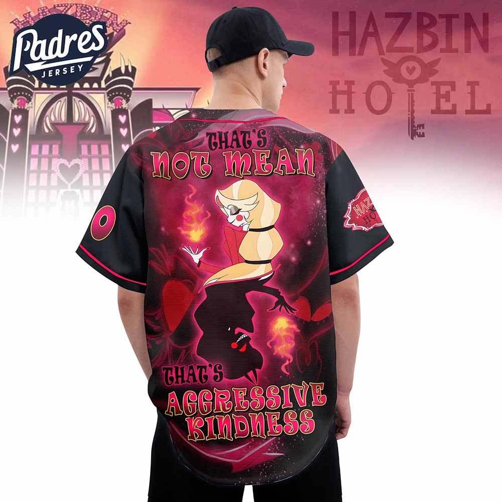 Hazbin Hotel That's Not Mean That Aggressive Kindness Custom Baseball Jersey - Padres Jersey Oasis: Elevate Your Baseball Style Game