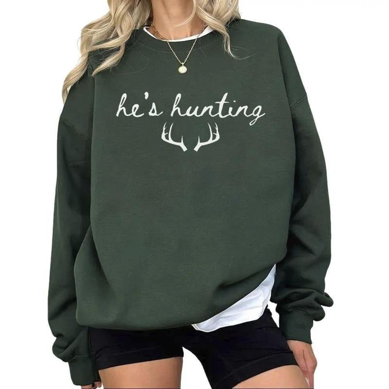 He's Hunting Sweatshirt, Unisex Hunting Gifts For Wife, Deer Hunting Shirt, Mallard Duck Hunting Tees, Gift For Hunter Wife Hoodie