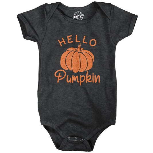 Hello Pumpkin Baby Bodysuit Funny Newborn Halloween Fall Autumn Lover Jumper Funny Baby Onesies Halloween Onesie for Baby Novelty Onesie Black