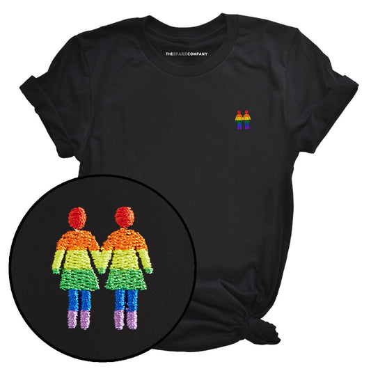 Holding Hands Embroidered Pride T-Shirt