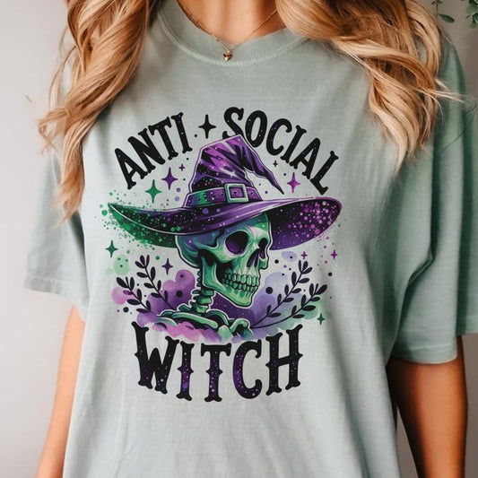 Hollow Inside Halloween T-Shirt Anti Social Witch Tshirt Anti Social Witch Halloween Tee Funny Witch T-Shirt Skull Halloween Tee