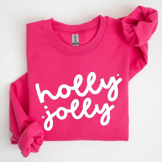 Holly Jolly, Retro Christmas, Classic, Winter, Santa, Xmas Sweatshirt, Women's Crew Neck, Crewneck