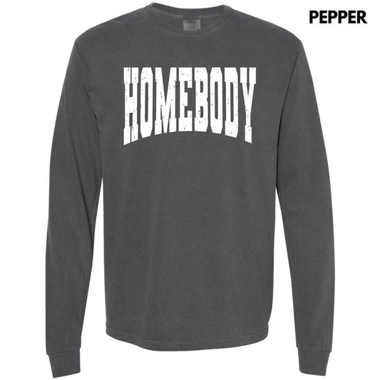Homebody Varsity Letter Long Sleeve Comfort Colors T-Shirt 'NLB'
