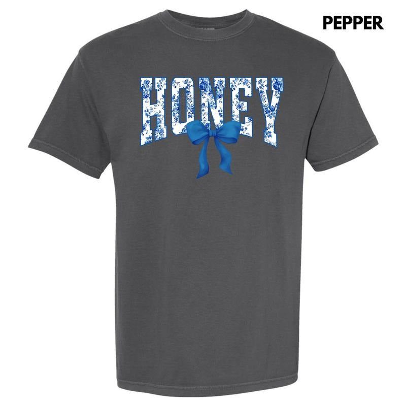 Honey Blue Floral Comfort Colors T-Shirt 'NLB'