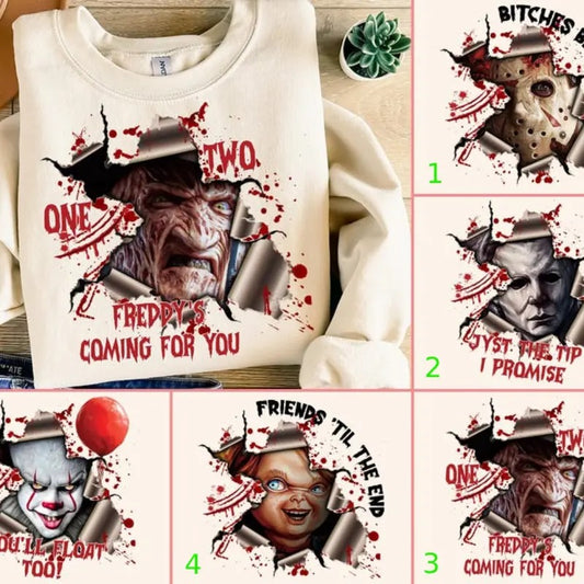 Horror Friends  Bundle Shirt, Friends Killers Halloween, Friend Coming For you , Horror Movie Sweatshirt, Horror Movie Shirt, Halloween Sweatshirt, Halloween Shirt, Unisex Classic Cotton Tee with Graphic Print in All Sizes, For Men, For Women