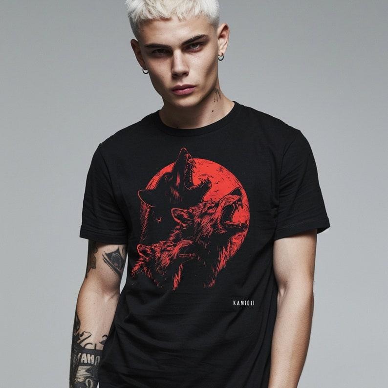 Horror Wolf Graphic T Shirt Hoodie Sweater, Werewolf Retro Tee, Alt T-shirt, Gothic Blood Moon T Shirt, UNISEX, Animal Lovers