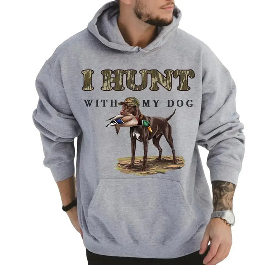 I Hunt with My Pointers Dog Unisex Crewneck Sweater, Hunting Camo Bottomland Duck Hunt Shirt