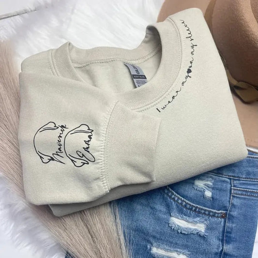 I Wear My Paws On My Sleeve Sweatshirt, Personalized Dog Sweatshirt with Name, Custom Dog Mom Sweatshirt, Dog Dad Gift, Custom Pet Gift