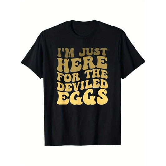 I'm Just Here For The Deviled Eggs Thanksgiving Groovy Funny T-Shirt Halloween Thanksgiving Christmas Gifts for Men Women Friends Family, S-XXXL, Black made in usa