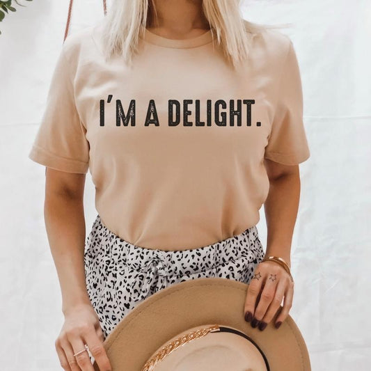 I'm a delight Shirt sarcastic t-shirt funny tee sarcasm awkward top comfy soft shirt casual shirt casual t-shirt  gift for stepdaughter tee Sublimation Gift Shirt T-shirt Introvert Delight Tee Girlfriend Gift Tshirt Minimal tee Comfort Comfortable