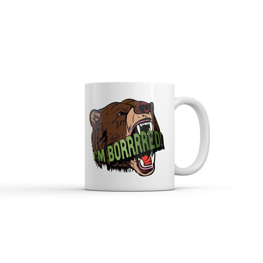 Im Bored Mug Funny Sarcastic Bear Graphic Novelty Coffee Cup-11oz Funny Coffee Mugs Ceramic Printed Drinkware Cup