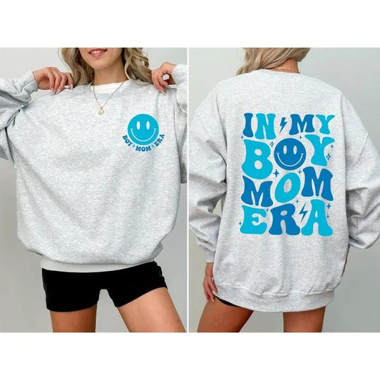 In My Boy Mom Era, Mama, Gift, Mother Sweatshirt, Mental Health, Funny, Aesthetic Sweatshirt,  Gift for Girl Cotton Womenswear