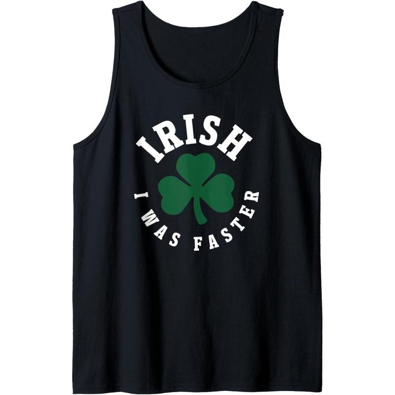 Irish I Was Faster Funny Running St. Patrick's Day Runner Tank Top Made in USA