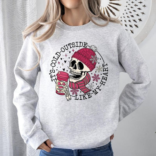 It's Cold Outside, Skeleton, Heart, Sweatshirt, Valentine's Day, Crew Neck, Women's, Crewneck, Valentine's Day, Love, Heart, Cupid