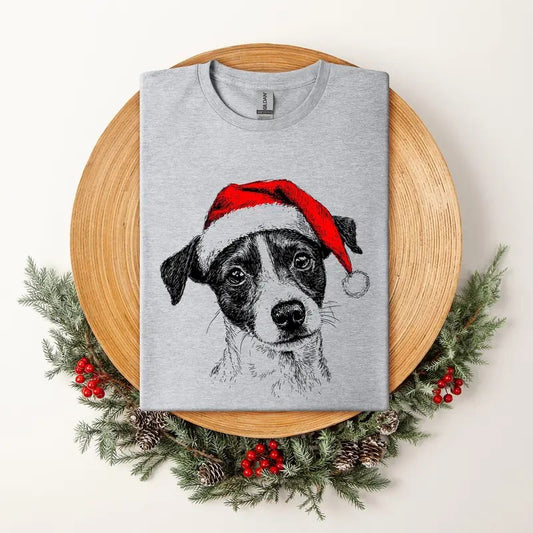 Jack Russell, Santa, Terrier Dog, Christmas, Dog Lover, Pet T-Shirt, Soft Style Tee, Women's Graphic Tshirt