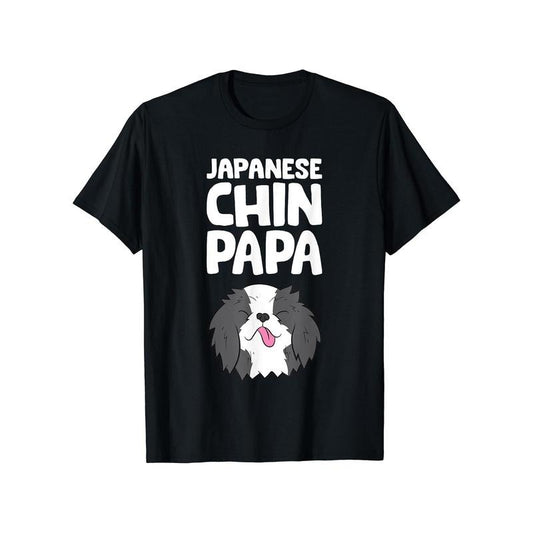 Japanese Chin Dog Dad Funny Cotton T-Shirt - Casual Round Neck, Short Sleeve Tee for Men, Breathable & Machine Washable made in usa