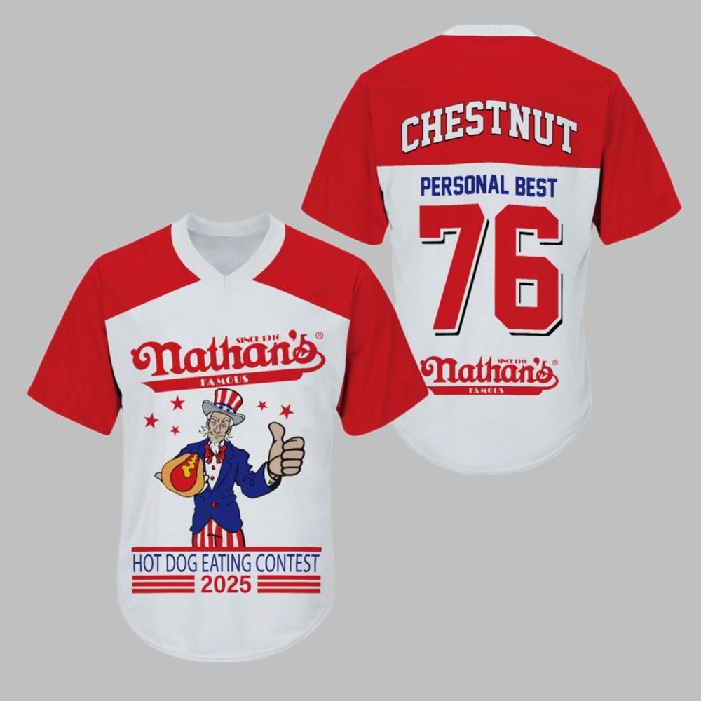 Joey Chestnut Personal Best Nathan Hot Dog Eating Contest 2025 Jersey - Grishko.com
