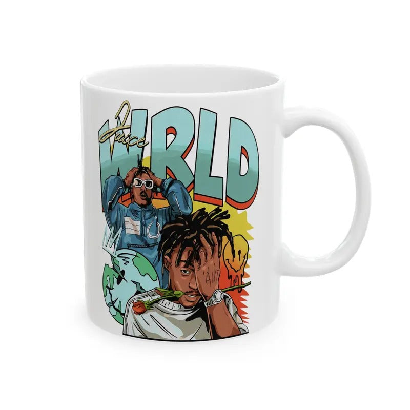 Juice Wrld Graphic Mug, Juice Wrld Smiley Music Mug, Rap Hip Hop Coffee Mug, Gift for Fans