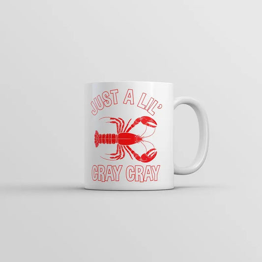 Just A Lil Cray Cray Mug Funny Sarcastic Crayfish Graphic Novelty Coffee Cup-11oz Funny Coffee Mugs Ceramic Printed Drinkware Cup