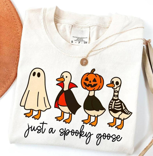 Just a Spooky Goose Shirt, Funny Halloween Goose Sweatshirt, Goose in Halloween TShirt, Cute Horror Movie Sweater, Spooky Goose Tee