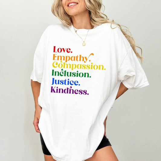 Kindness Is Pride Comfort Colors Shirt, Kindness T-shirt, Positive Graphic Tee, LGBTQ Clothing, Equality Hurts No One Outfits, Womenswear