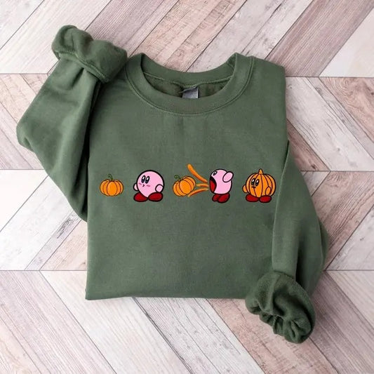 Kirby Pumpkin Sweatshirt, Funny Fall Sweatshirt, Funny Halloween Shirt, Fall Sweatshirt, Fall Shirt, Kirby Sweatshirt, Pumpkin Shirt