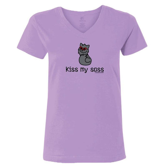 Kiss My Sass - Ladies T-Shirt V-Neck