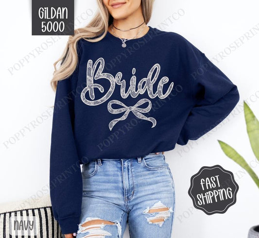 Lace Bride Sweatshirt, Bridal Coquette Lace Bow Crewneck, Cute Women's Sweater