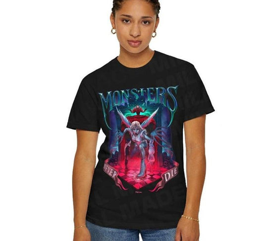 Lady Gegga Monsters Never Die T-Shirt Retro Vintage Cotton Comfort Sustainable Cotton