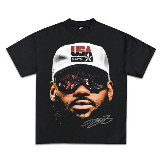 Lebron James USA Basketball graphic T-shirt, Graphic tee, Fashion Cotton, Streetwear, Full Colors, For Men, For Women