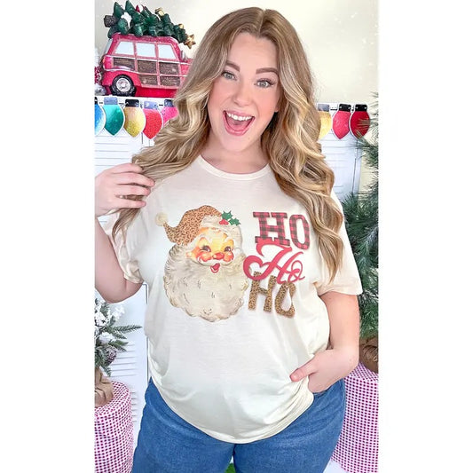 Leopard Santa Ho Ho Ho Graphic T-Shirt