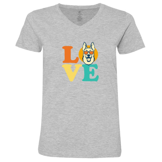 Dog Love (Shepherd) - Ladies T-Shirt V-Neck