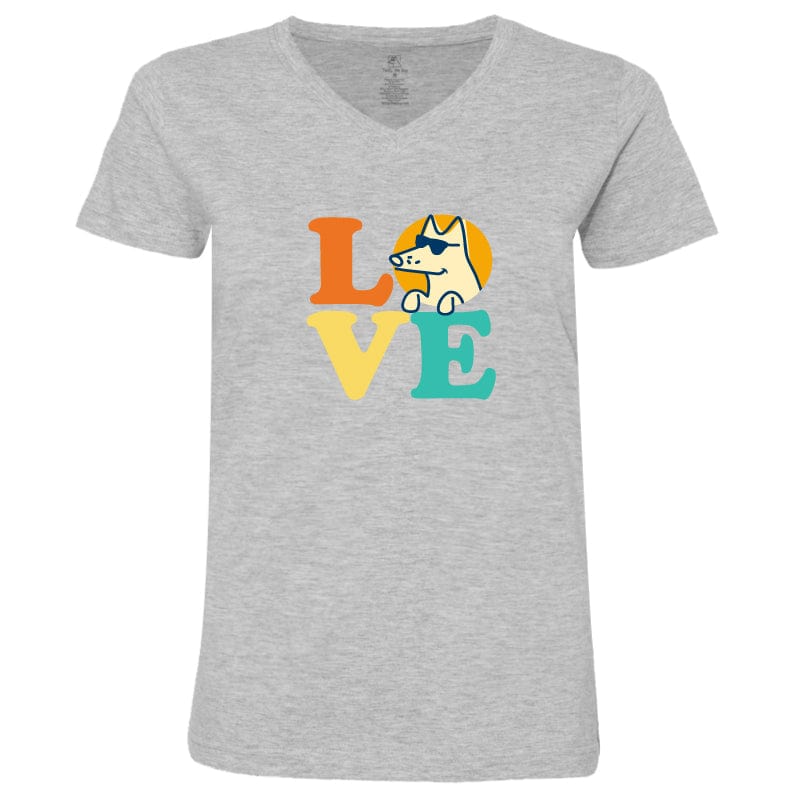 Dog Love (Teddy) - Ladies T-Shirt V-Neck